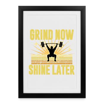 Motivation Fitness Barre-Squat Design - Affiche encadrée (27 × 37 cm) - noir - Devant