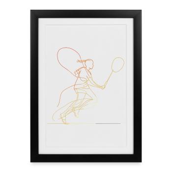 Croquis de joueur de badminton - Affiche encadrée (27 × 37 cm) - noir - Devant