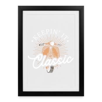 Keepin' It Classic - Scooter rétro - Affiche encadrée (27 × 37 cm) - noir - Devant