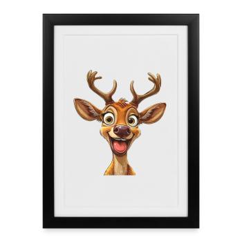 Renne drôle pour une ambiance festive - Affiche encadrée (27 × 37 cm) - noir - Devant