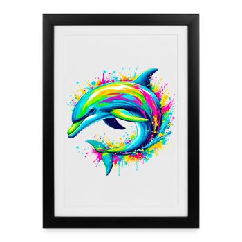 Dauphin - Affiche encadrée (27 × 37 cm) - noir - Devant