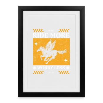 Ride More Worry Less – Pegasus Retro Design - Framed poster (27 × 37 cm) - black - Front