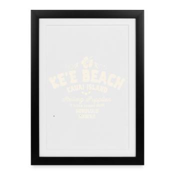 Titre Tendance Affichage K'ee Beach Hawaii - Affiche encadrée (27 × 37 cm) - noir - Devant
