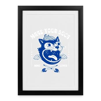 Tente ta chance – Motif chat sauvage - Affiche encadrée (27 × 37 cm) - noir - Devant