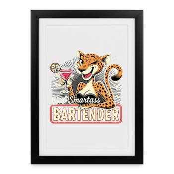 Barman Barman Léopard Léopard Cadeau - Affiche encadrée (27 × 37 cm) - noir - Devant