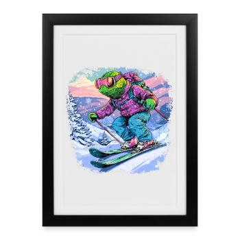 Chameleon Skier / Skier Chameleon - Framed poster (27 × 37 cm) - black - Front