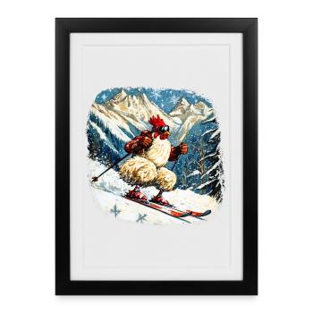 Poulet de ski - Affiche encadrée (27 × 37 cm) - noir - Devant