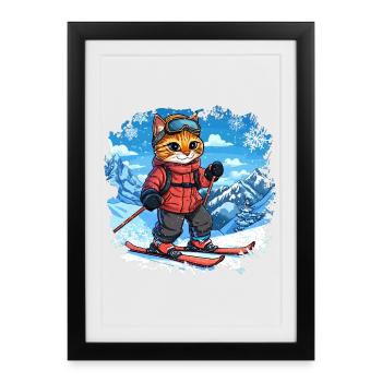 Chats de ski - Affiche encadrée (27 × 37 cm) - noir - Devant