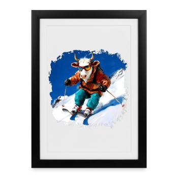 Cows Ski - Framed poster (27 × 37 cm) - black - Front