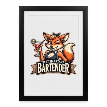 Bartender Barmaid Vixen Fox Gift - Framed poster (27 × 37 cm) - black - Front