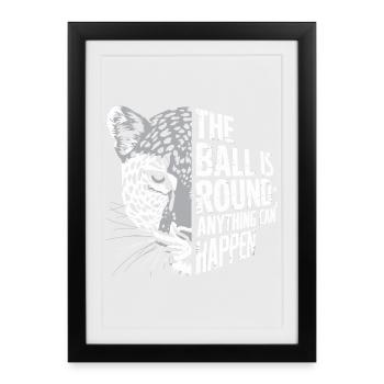La boule est ronde léopard - Affiche encadrée (27 × 37 cm) - noir - Devant