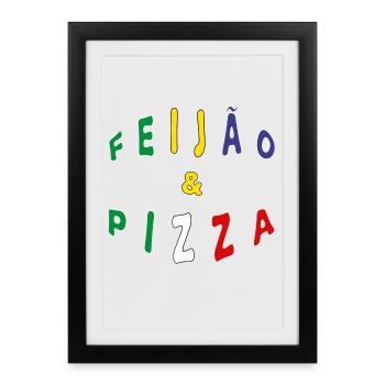 Italo Brasilianer Italiener Feijao &Pizza Geschenk - Gerahmtes Poster (27 × 37 cm) - Schwarz - Vorne