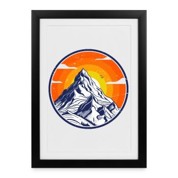 Majestic Mountain Sunset Design - Framed poster (27 × 37 cm) - black - Front