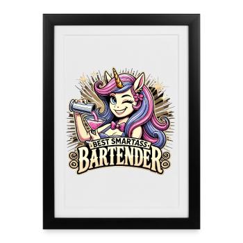 Bartender Barmaid Unicorn Gift - Framed poster (27 × 37 cm) - black - Front