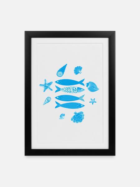 Unterwasserwelt Meeresfisch Muster - Indrammet plakat (27 × 37 cm) - sort