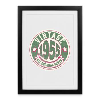 Design Vintage 1955 All Original Parts - Affiche encadrée (27 × 37 cm) - noir - Devant