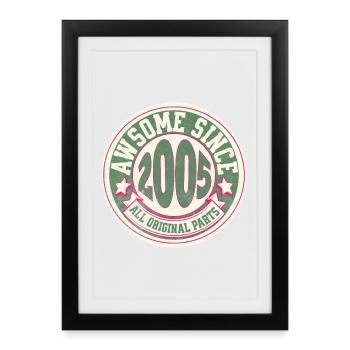 Vintage logo 2005 authentic origin - Framed poster (27 × 37 cm) - black - Front