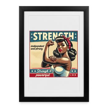 Force femme forte afro-américain cadeau rétro - Affiche encadrée (27 × 37 cm) - noir - Devant