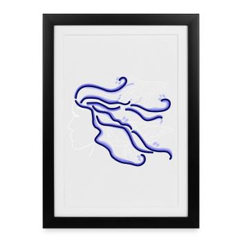Humpback Whale Woman Silhouette Hair Hand Drawn - Framed poster (27 × 37 cm) - black - Front