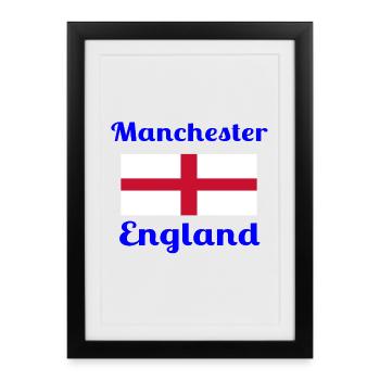 Manchester, Angleterre - Imprimés élégants - Affiche encadrée (27 × 37 cm) - noir - Devant