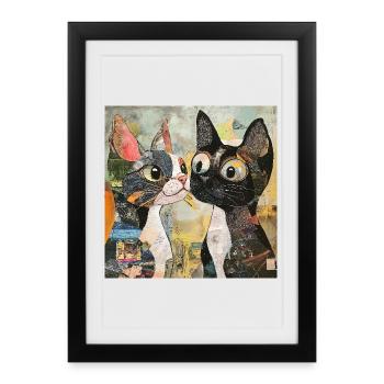 cat cats cat collage - Framed poster (27 × 37 cm) - black - Front