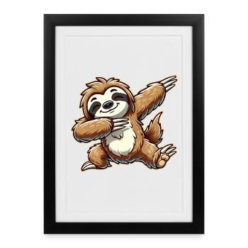 Dabbing Sloth Dab Dancing Gift Gift Idea - Framed poster (27 × 37 cm) - black - Front