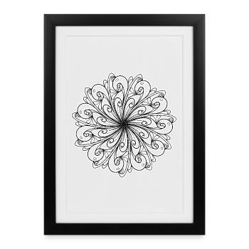 design floral noir et blanc - Affiche encadrée (27 × 37 cm) - noir - Devant