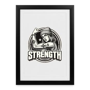 Strength Strong Woman Stretches Arm to Cap Gift - Framed poster (27 × 37 cm) - black - Front