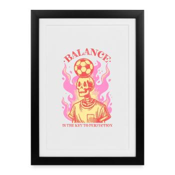 Balance & Flames – Art du football avec crâne - Affiche encadrée (27 × 37 cm) - noir - Devant