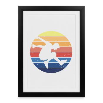 Cercle rétro parkour - Affiche encadrée (27 × 37 cm) - noir - Devant