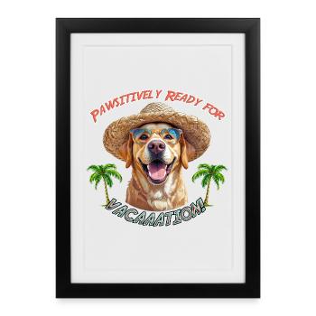 Labrador au look estival : Pawsitively Ready - Affiche encadrée (27 × 37 cm) - noir - Devant