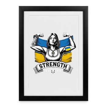 Strength Strong Woman Ukrainian Woman Gift - Framed poster (27 × 37 cm) - black - Front