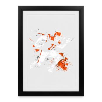 Footballeur Street Art - Affiche encadrée (27 × 37 cm) - noir - Devant