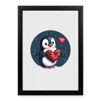 I LOVE YOU PENGUIN - Framed poster (27 × 37 cm) - black - Front