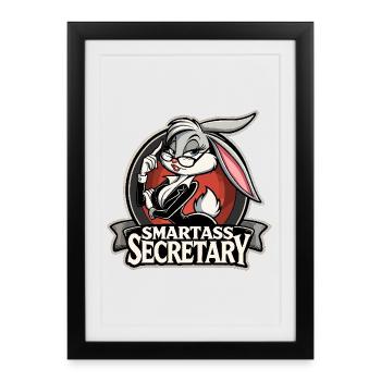 Smartass Secretary Bunny Funny Gift - Framed poster (27 × 37 cm) - black - Front