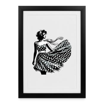 Rockabilly Woman Summer Dress Dress Wind Gift - Framed poster (27 × 37 cm) - black - Front