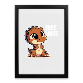 T-Rex Mignon Bébé Dino Babydino Dinobaby Cadeau - Affiche encadrée (27 × 37 cm) - noir - Devant