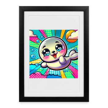 Colorful seal - Framed poster (27 × 37 cm) - black - Front