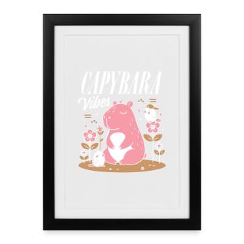 Ambiance détendue de Capybara - Affiche encadrée (27 × 37 cm) - noir - Devant
