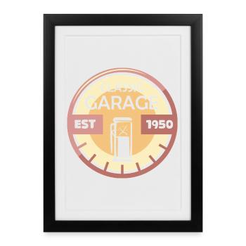 Voiture vintage garage rétro tenue vintage voiture classique - Affiche encadrée (27 × 37 cm) - noir - Devant