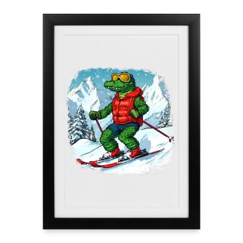Crocodiles Ski - Affiche encadrée (27 × 37 cm) - noir - Devant