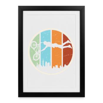 Urbane Mountainbike-Silhouette - Gerahmtes Poster (27 × 37 cm) - Schwarz - Vorne