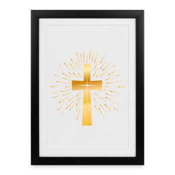 Église - Croix chrétienne - Foi chrétienne - Affiche encadrée (27 × 37 cm) - noir - Devant