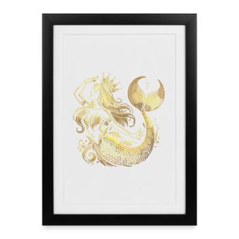 Sirène Sirène Princesse Or Cadeau Doré - Affiche encadrée (27 × 37 cm) - noir - Devant