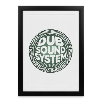Logo dub sound system, pour les amoureux de musiqu - Affiche encadrée (27 × 37 cm) - noir - Devant