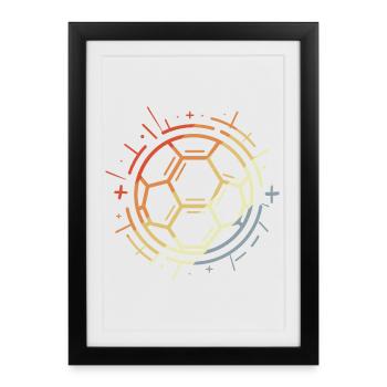 Dessin de football vintage - Affiche encadrée (27 × 37 cm) - noir - Devant