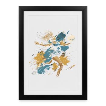 Graffiti d’un joueur de volley-ball - Affiche encadrée (27 × 37 cm) - noir - Devant