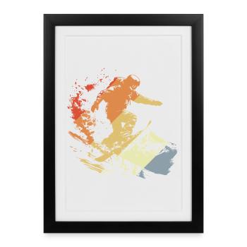 Snowboarder Graphique Vintage - Affiche encadrée (27 × 37 cm) - noir - Devant