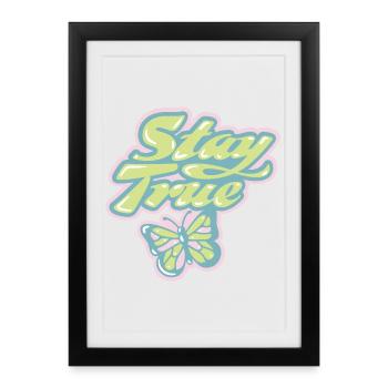 Stay True – Soft Pastel Retro - Gerahmtes Poster (27 × 37 cm) - Schwarz - Vorne