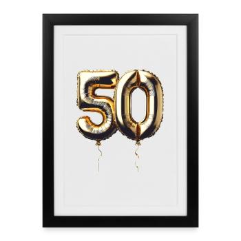 50 Years Gold Balloon Foil Balloon Gift - Framed poster (27 × 37 cm) - black - Front